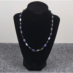 Silpada Sterling Silver 925 Blue Sodalite Iolite Pearl Necklace N1308‎